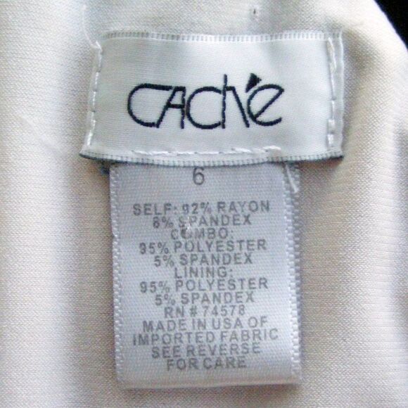 CACHE Dress, 6, Black/Pink, Split shoulder, Sheath, Mini Length, Sleeveless - Picture 9 of 10